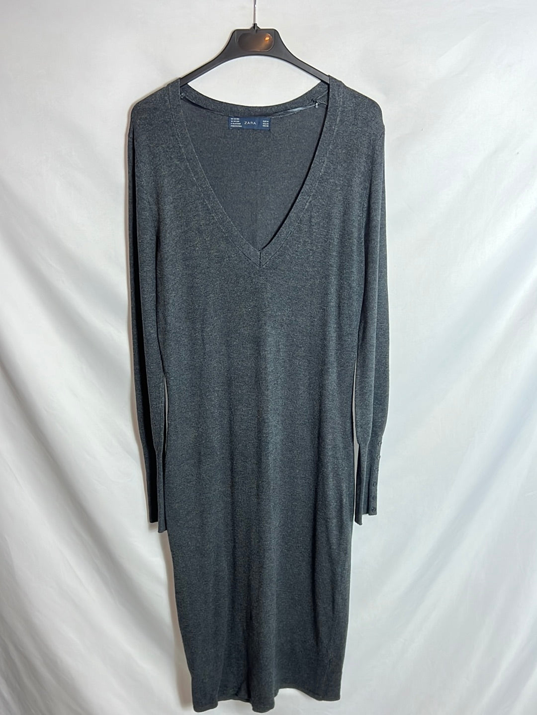 ZARA. Vestido gris punto T.m