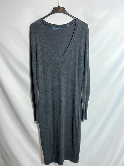 ZARA. Vestido gris punto T.m