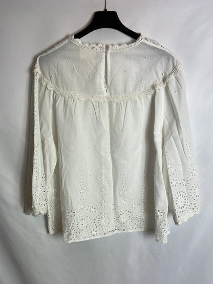 SÉZANE. Blusa blanca trioquelada. T 36