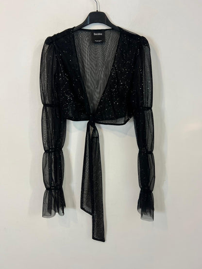 Top cruzado negro detalle mangas