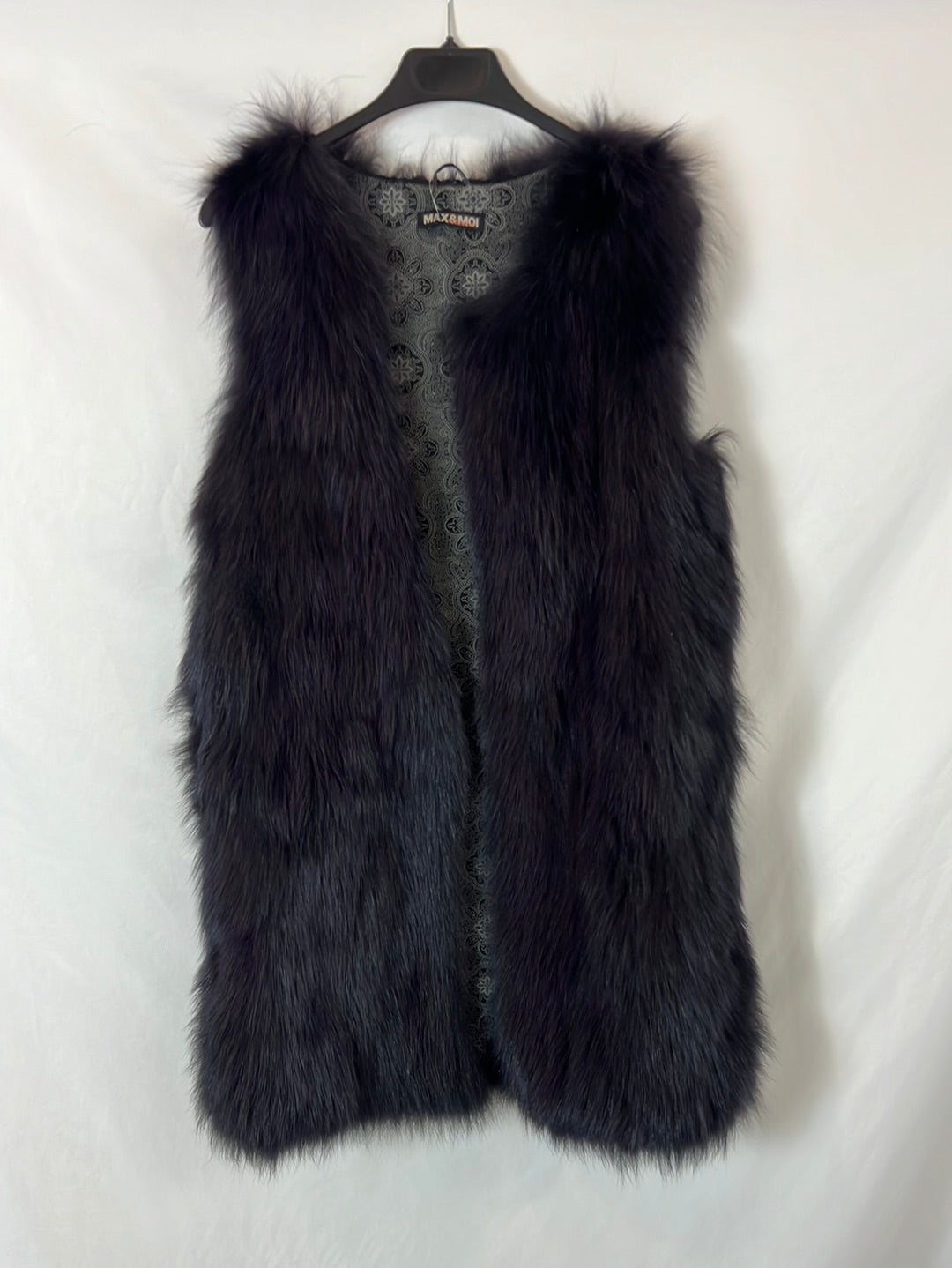 MAX&amp;MOI. Blue/purple fox vest, size 36