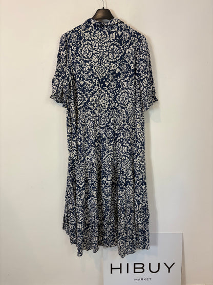 TINTORETTO. Vestido largo azul estampado. T 44