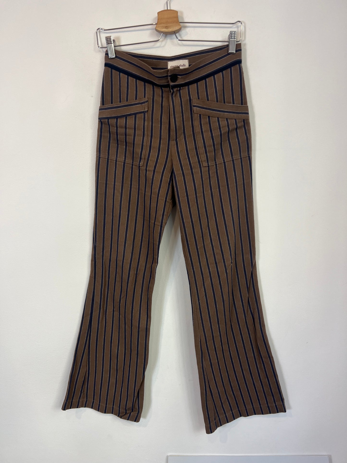 SIMONA STUDIO. Brown striped trousers, size 36