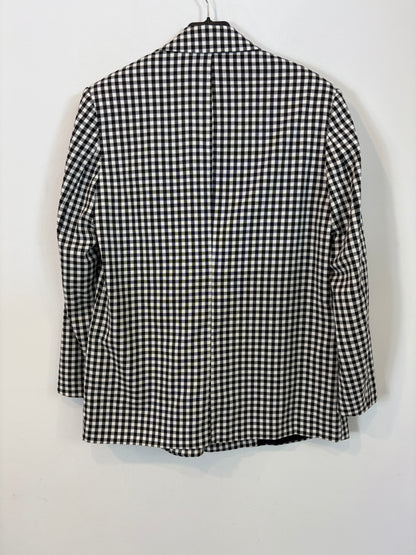 ZARA. Black and white gingham blazer. Size XS
