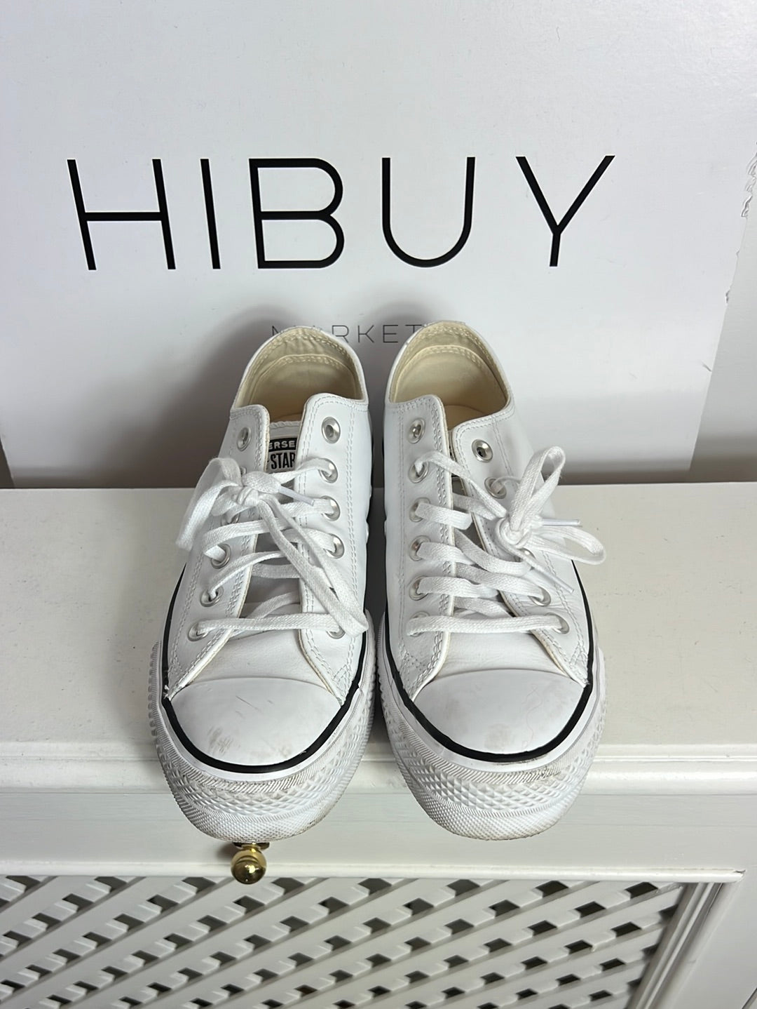 CONVERSE. Zapatillas blancas piel plataforma. T 38 (Tara)