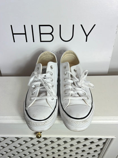 CONVERSE. Zapatillas blancas piel plataforma. T 38 (Tara)