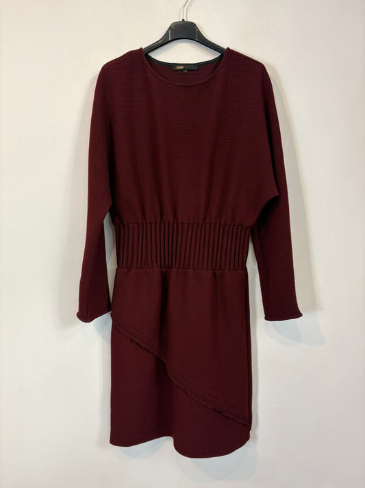 MAJE. Vestido burdeos textura