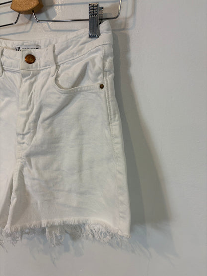 ZARA. White fringed shorts, size 36