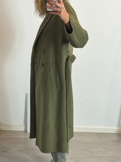 YERSE. Abrigo largo lana verde. T S