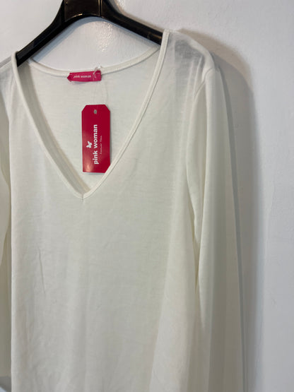 PINK WOMAN. jersey fino blanco T.l