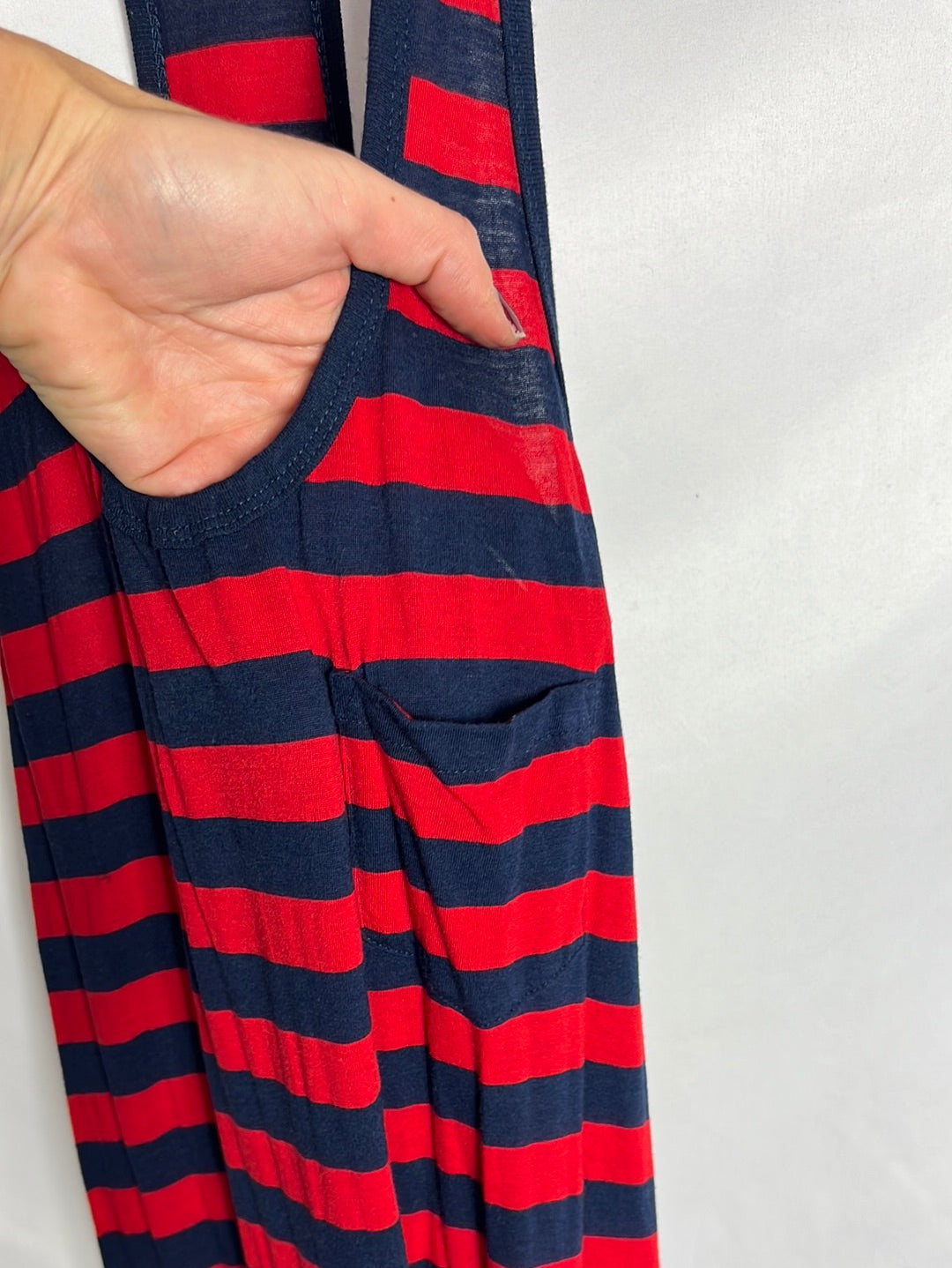 POLO RALPH LAUREN. Long striped dress with slits. TL