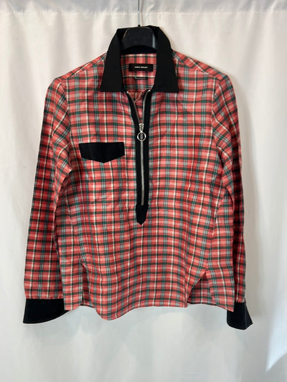 ISABEL MARANT. Checkered silk blouse with zipper. Size 36