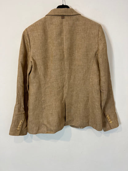 MASSIMO DUTTI. Blazer lino beige jaspeada. T 40