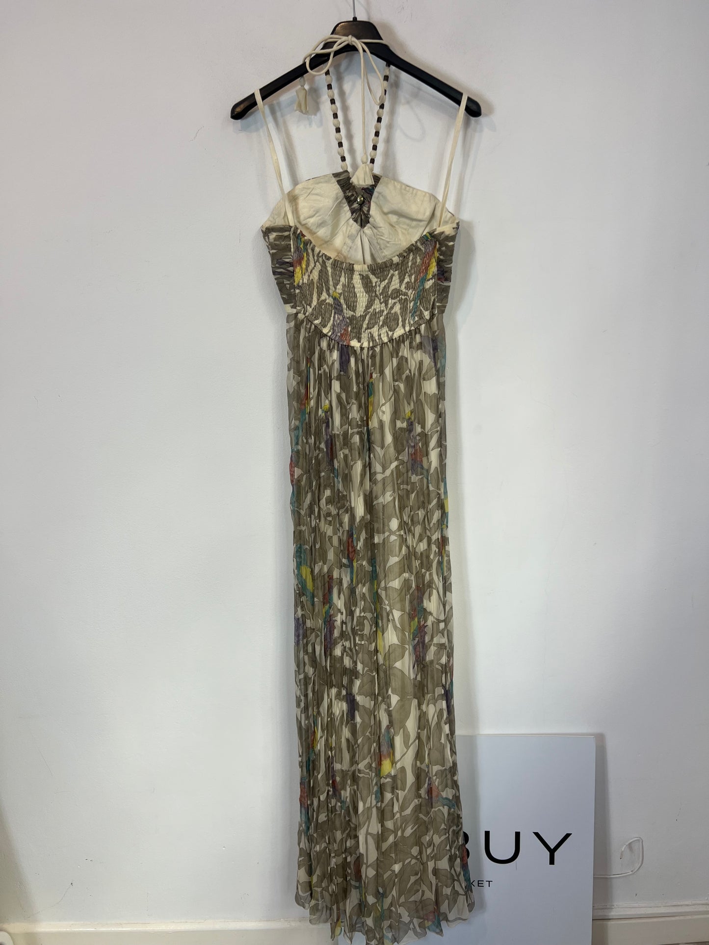 BI^NK LONDON. Vestido largo gasa flores. T M