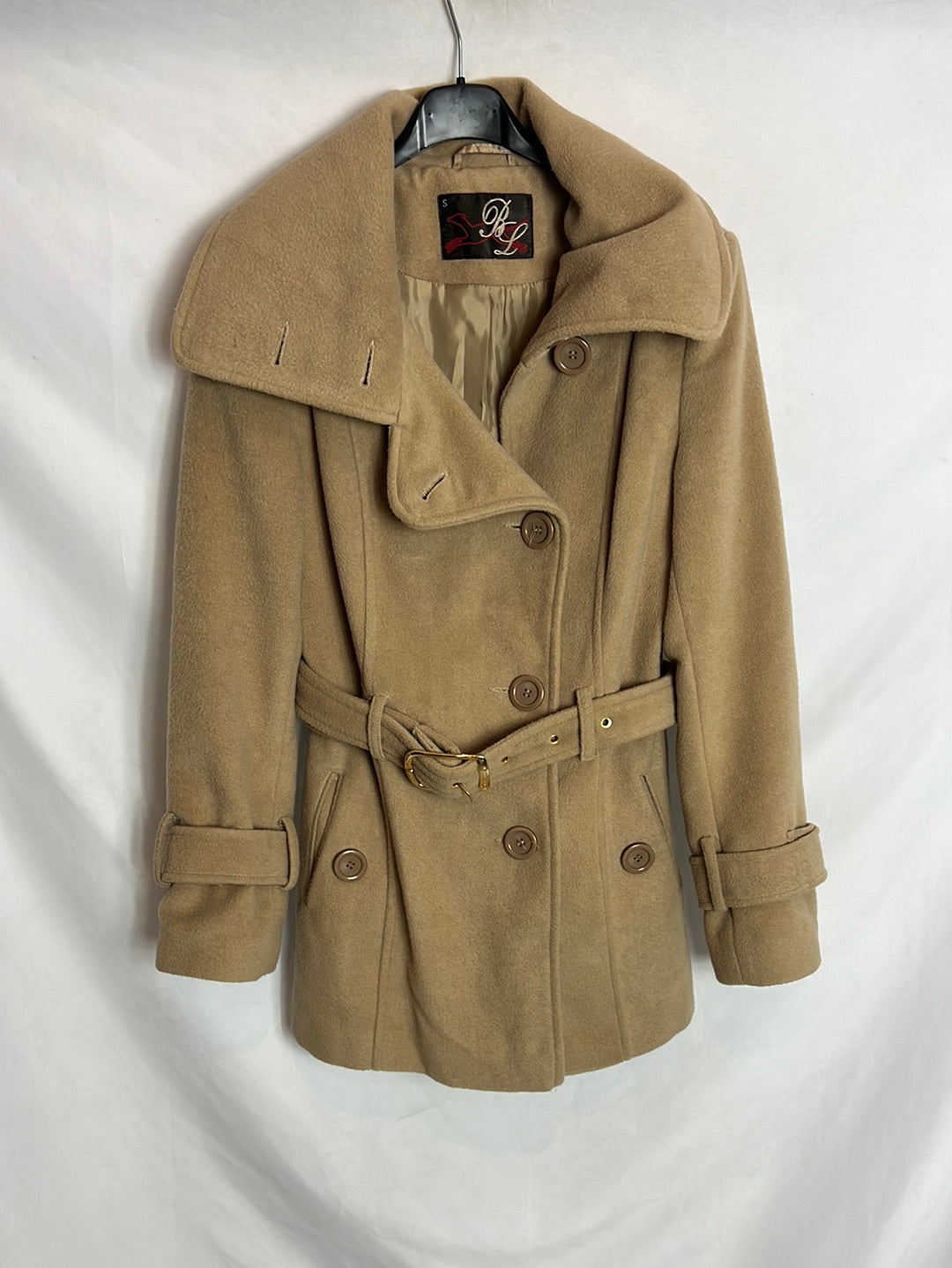 BIMBA Y LOLA. Abrigo beige paño. T S