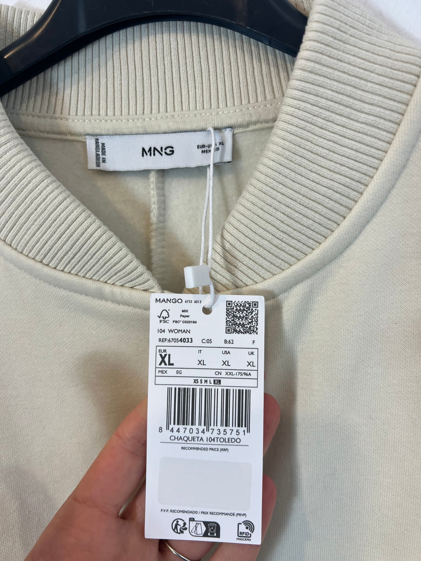 MANGO. Raw buttoned jacket. Size XL