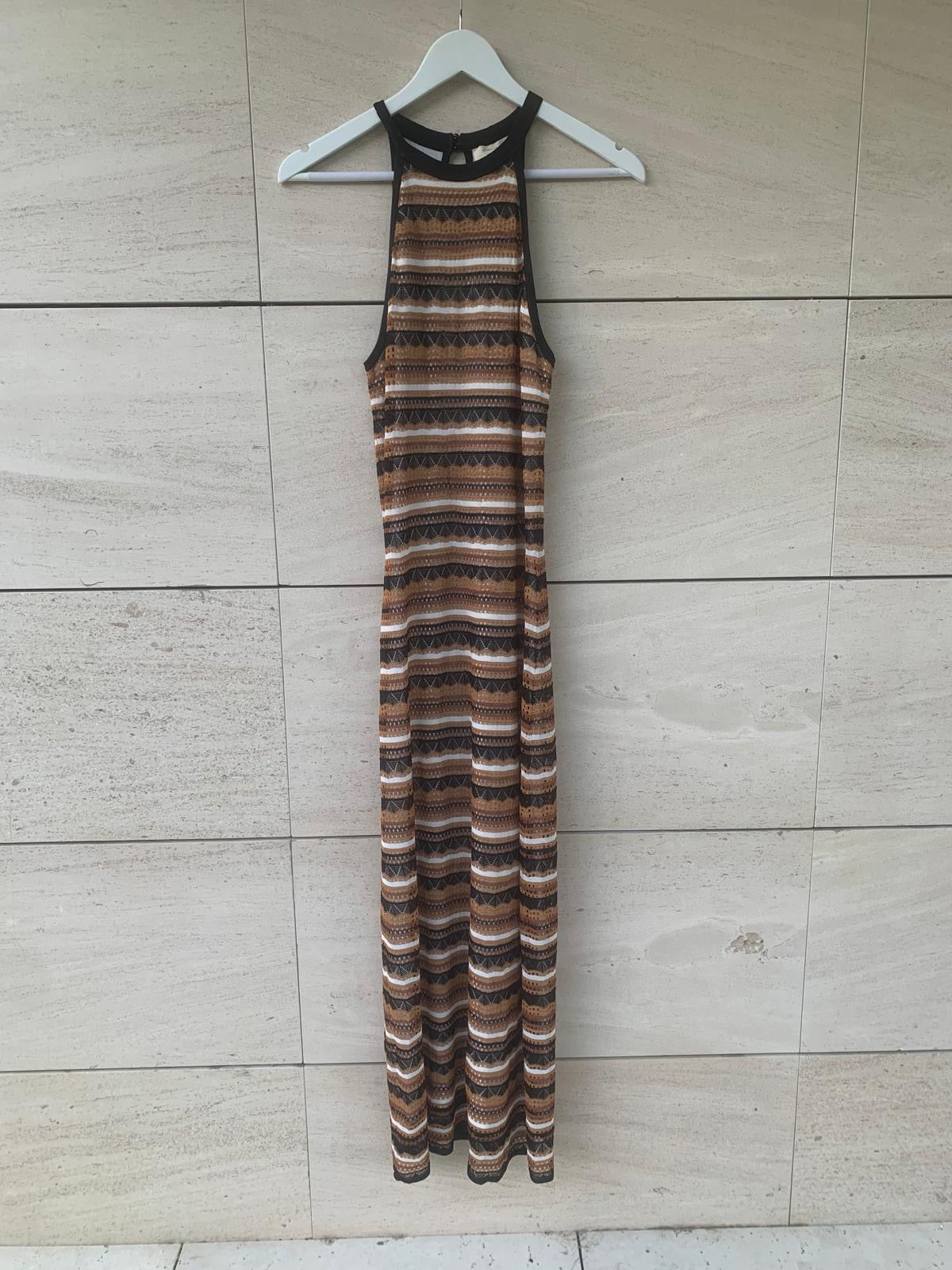 SĖZANE. Vestido largo cochet tricolor