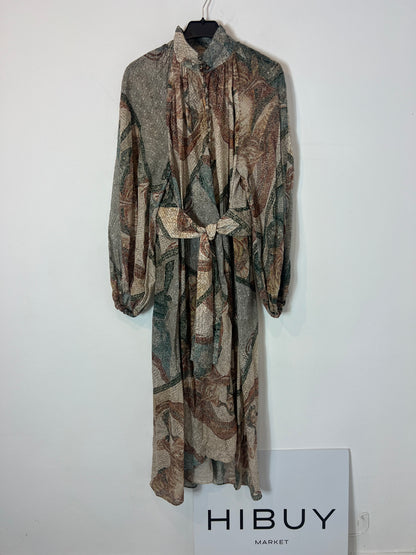 H&amp;M. Brown printed bow dress. TS