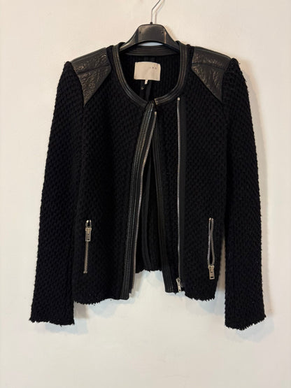 IRO. Chaqueta negra lana y piel