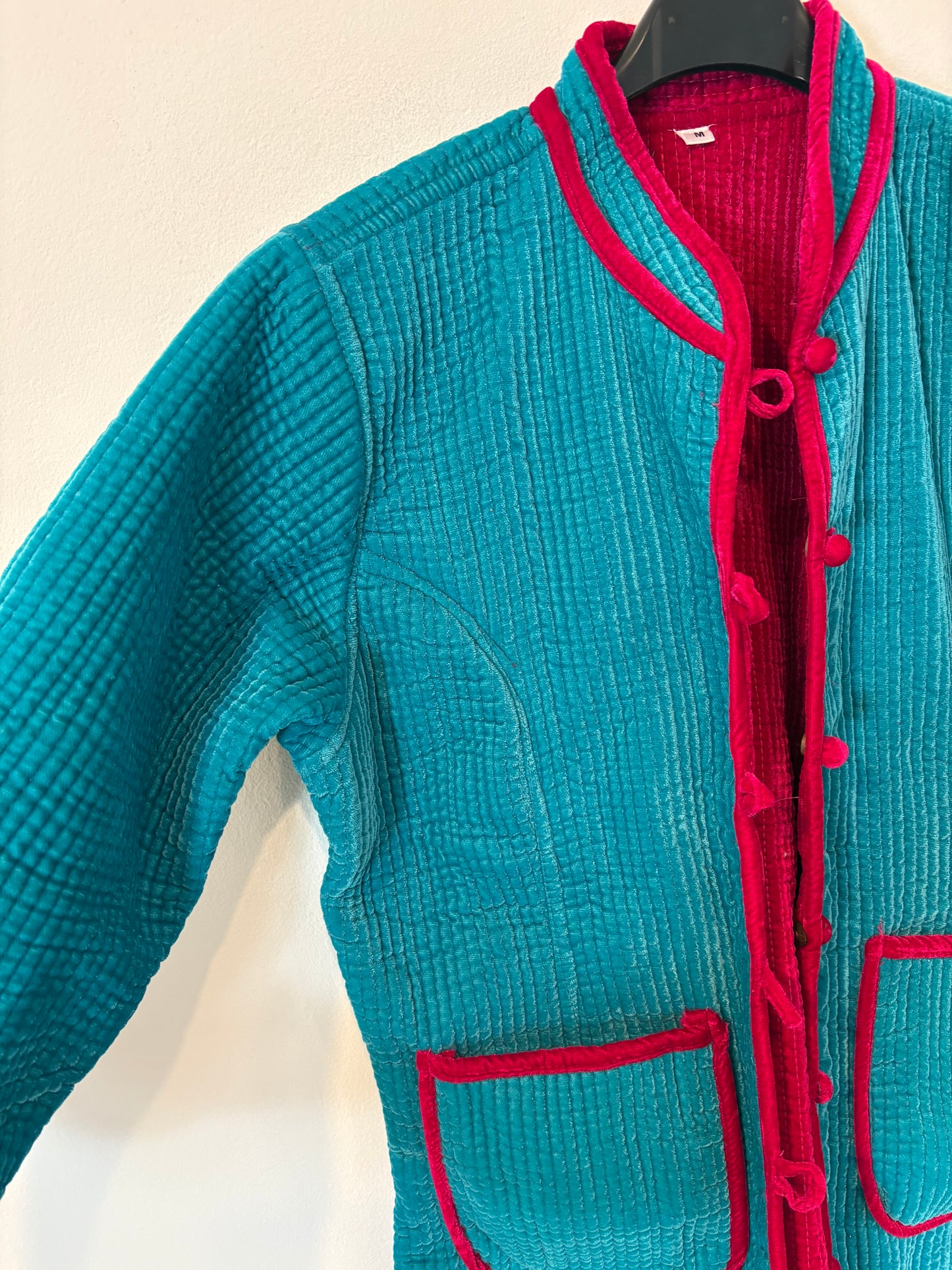 OTRAS. Chaqueta textura terciopelo bicolor. T M