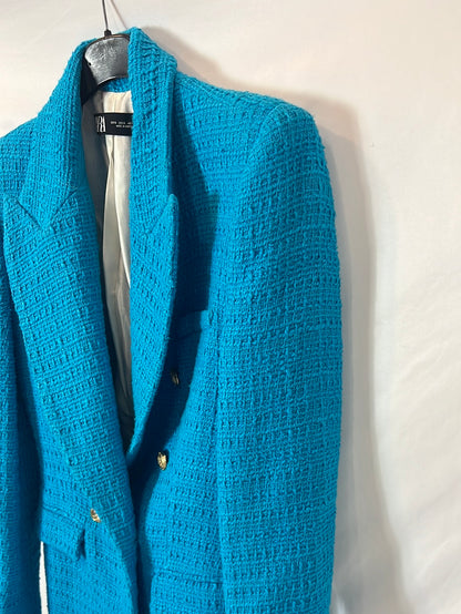 ZARA. Blazer turquesa tweed. T S