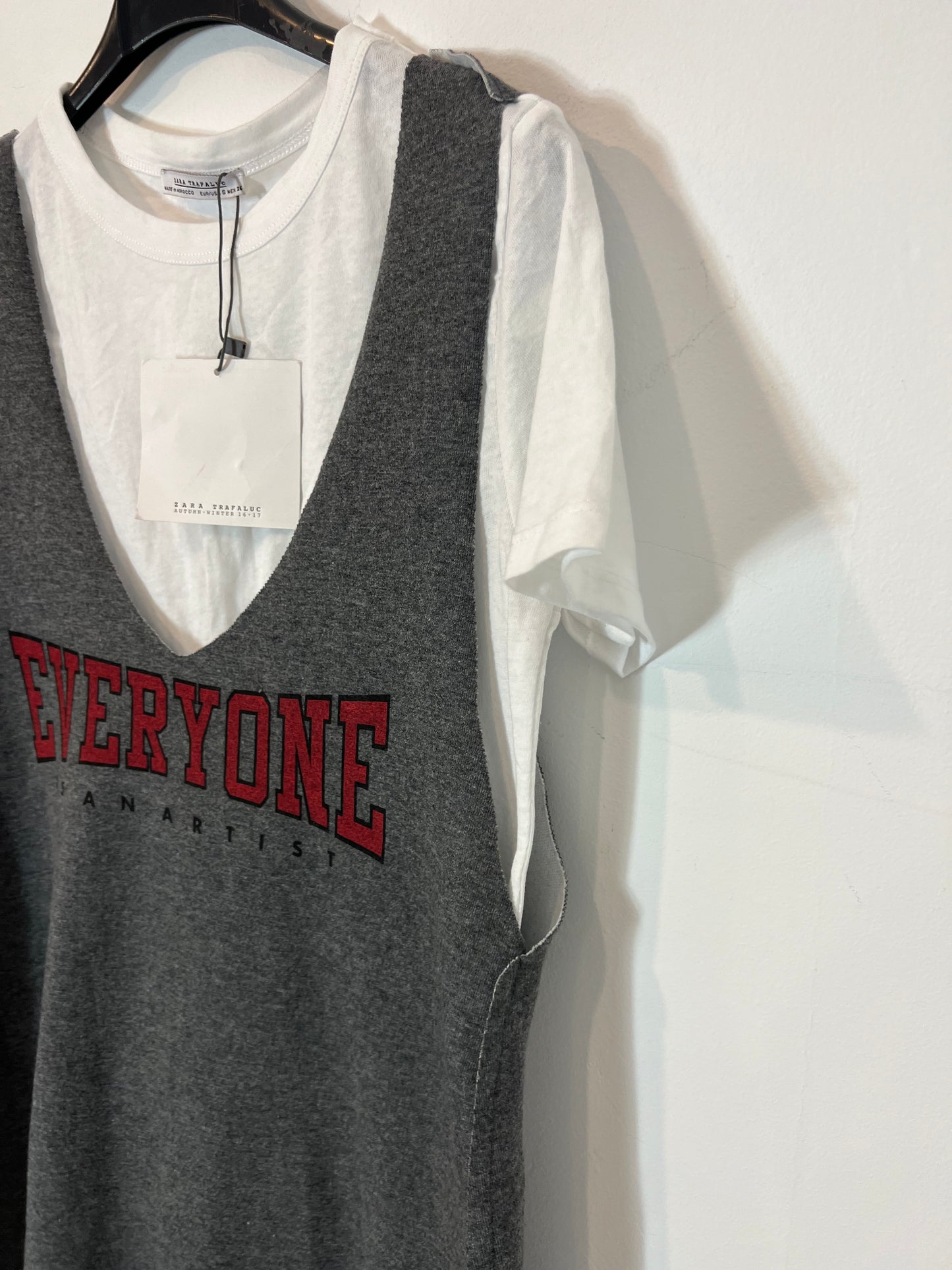 ZARA. Vestido gris doble capa. T S