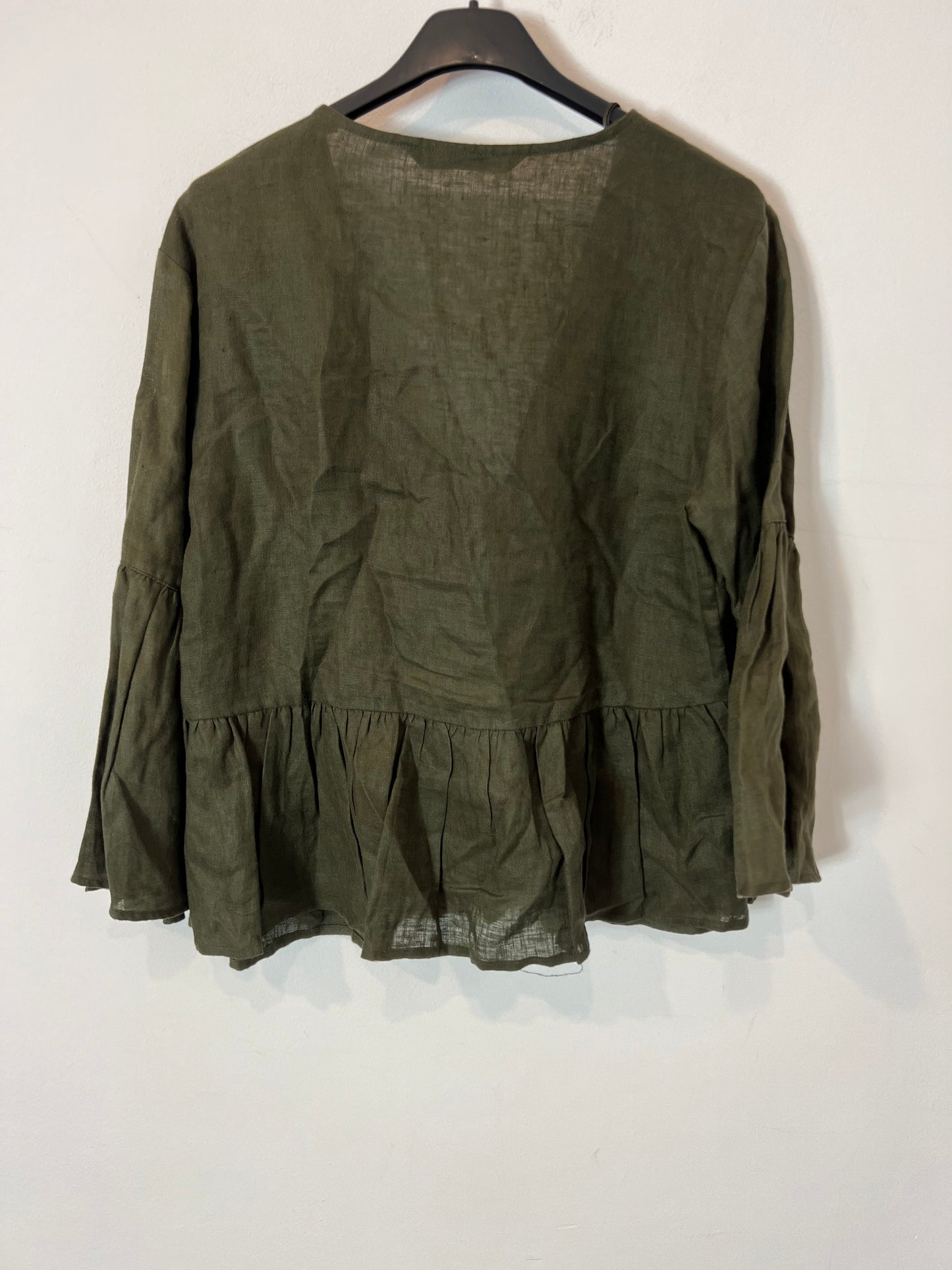 ZARA. Dark green linen blouse. TM