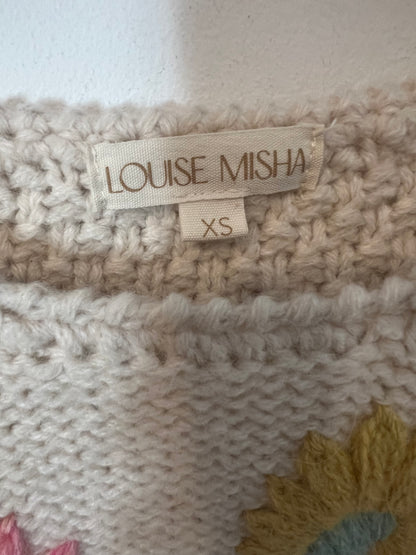 LOUISE MISHA. Jersey beige flores bordadas T.xs
