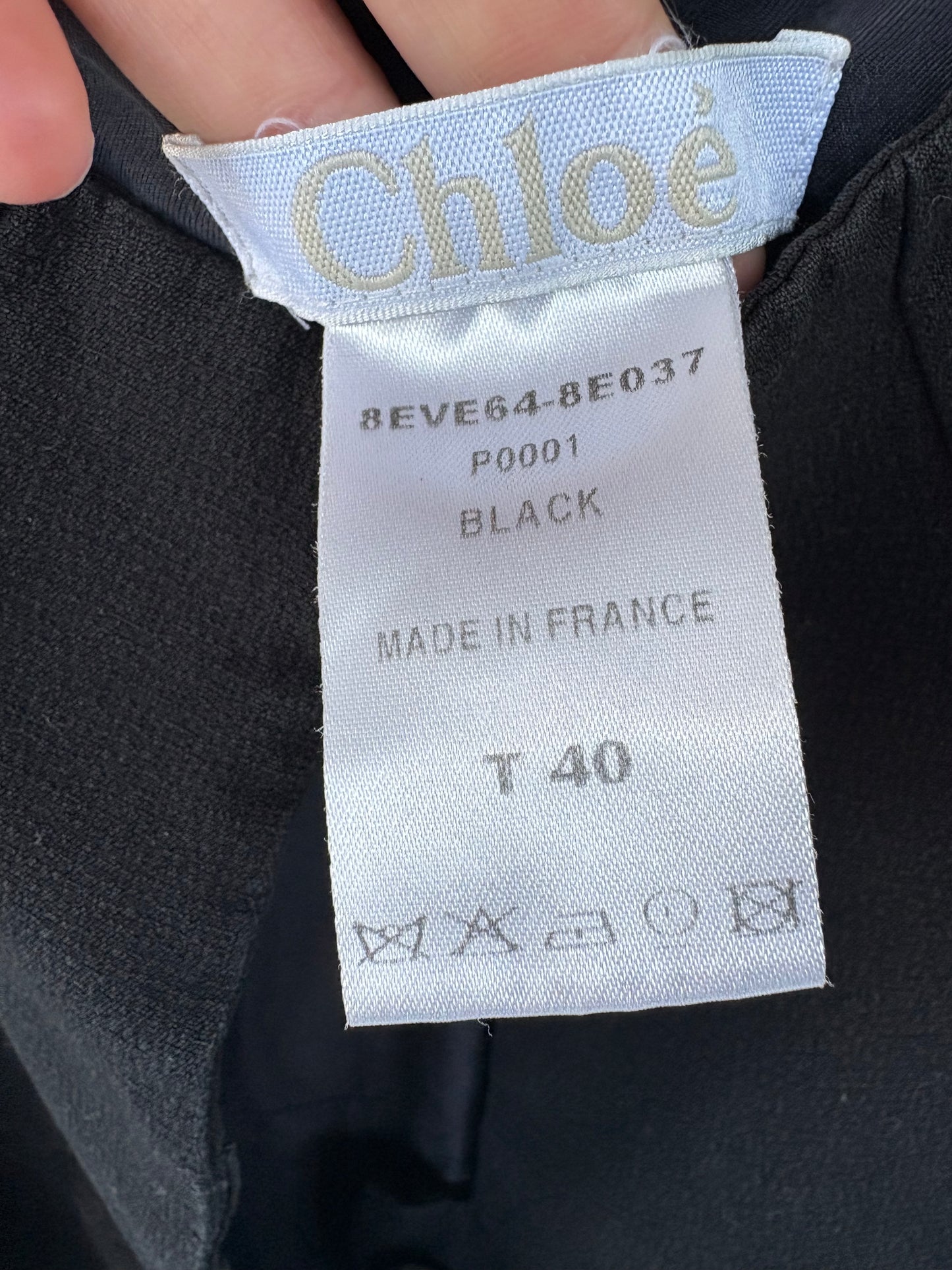 CHLOÉ. Top seda y algodón negro abotonado