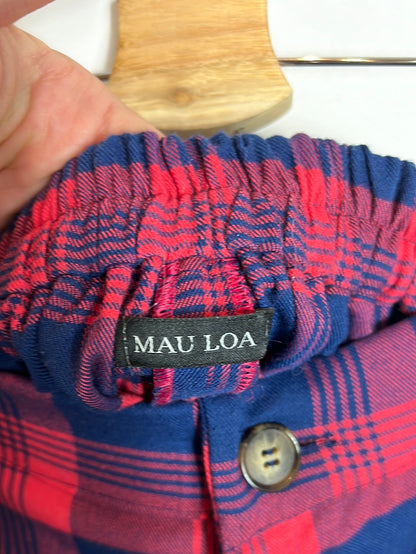 MAU LOA. Wide-legged blue and red checked trousers. TL (M)