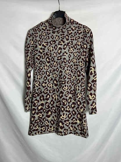 ZARA. Short animal print knit dress. TS