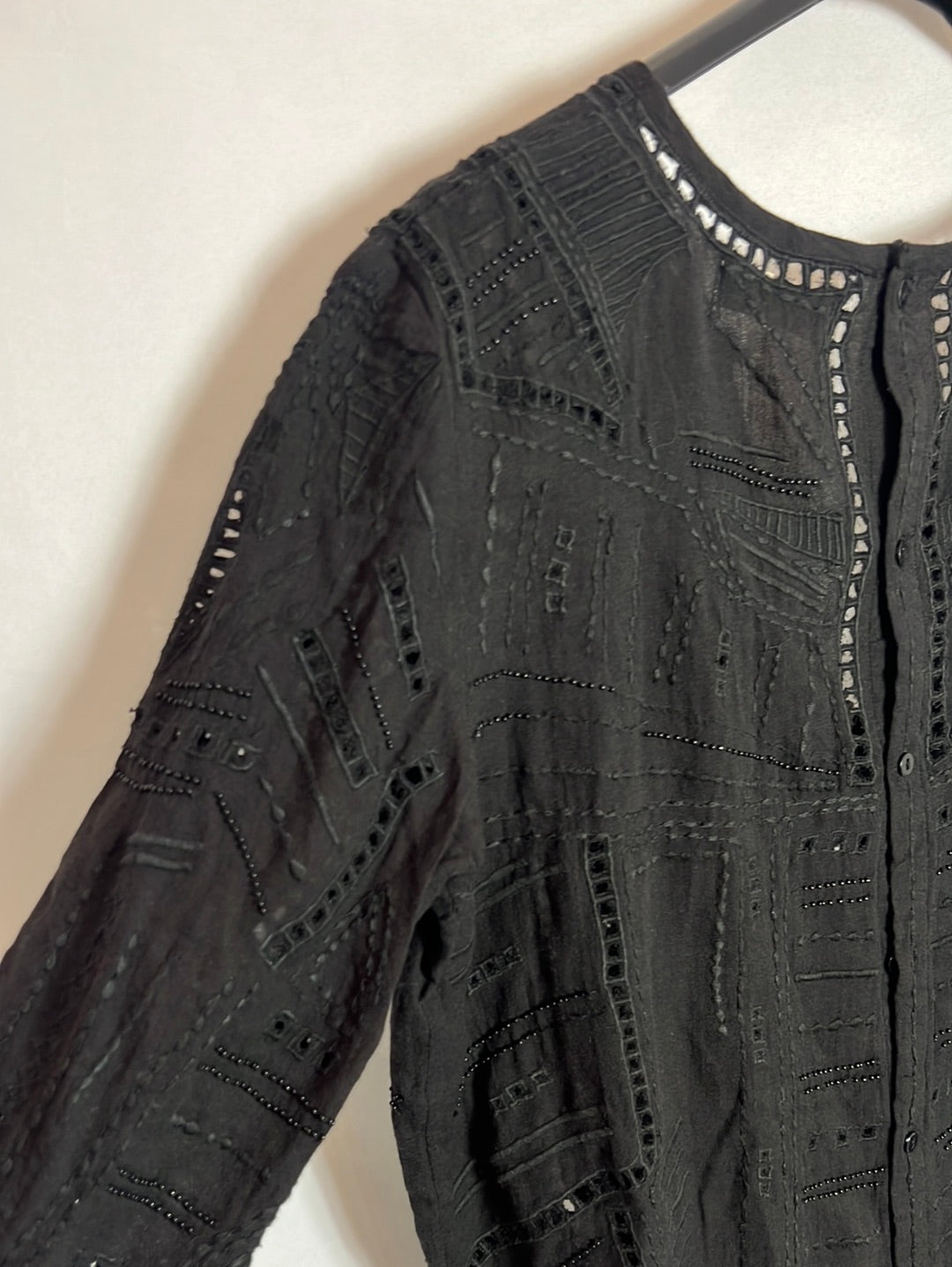 BA&amp;SH. Black die-cut blouse with rhinestones. Size 2(M)