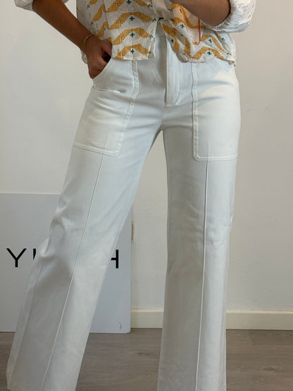 SANDRO. Wide-leg white denim. Size 38