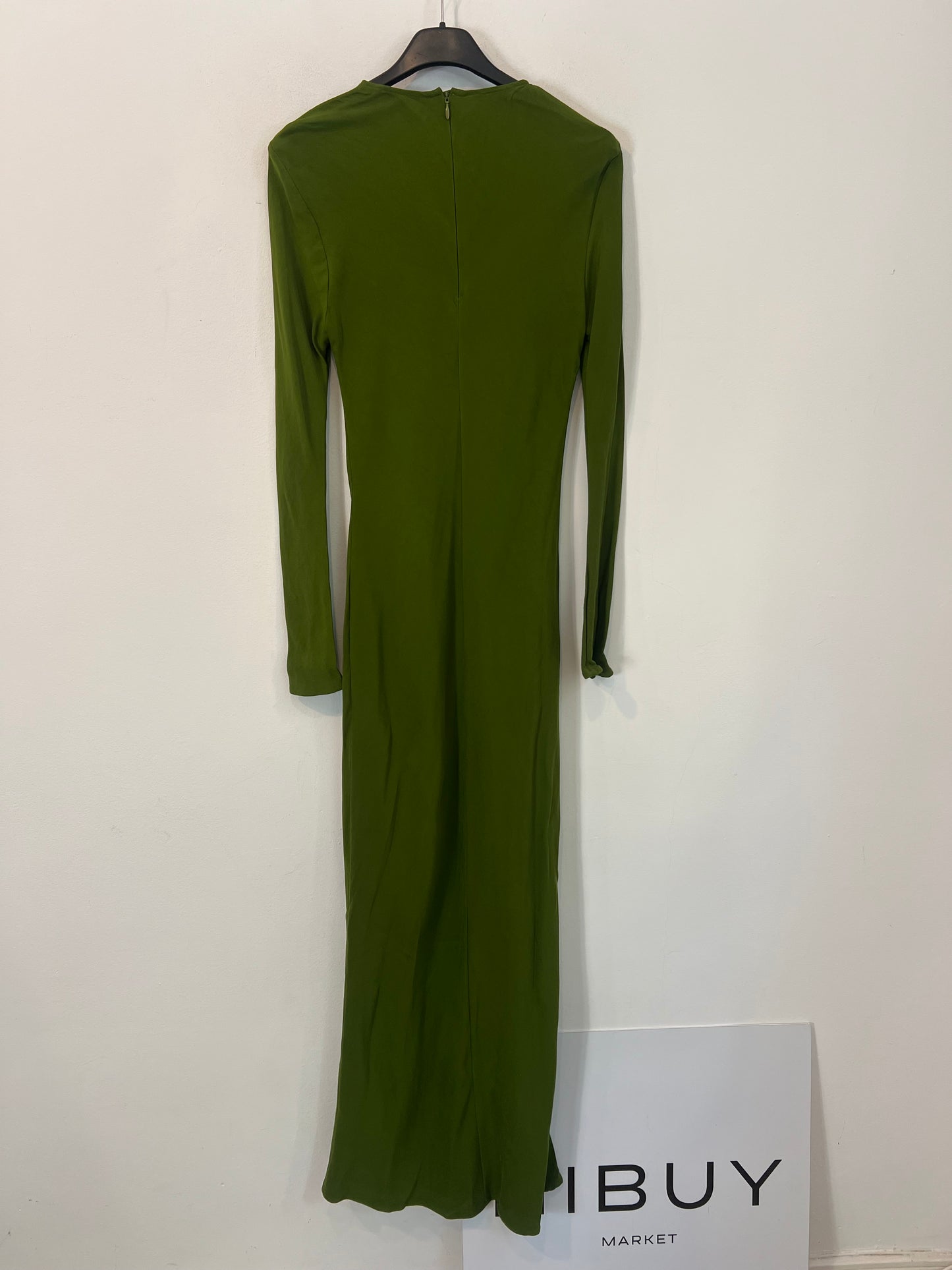 MASSIMO DUTTI. Vestido largo verde T.s