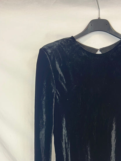 MASSIMO DUTTI. Vestido largo terciopelo detalle espalda. T S