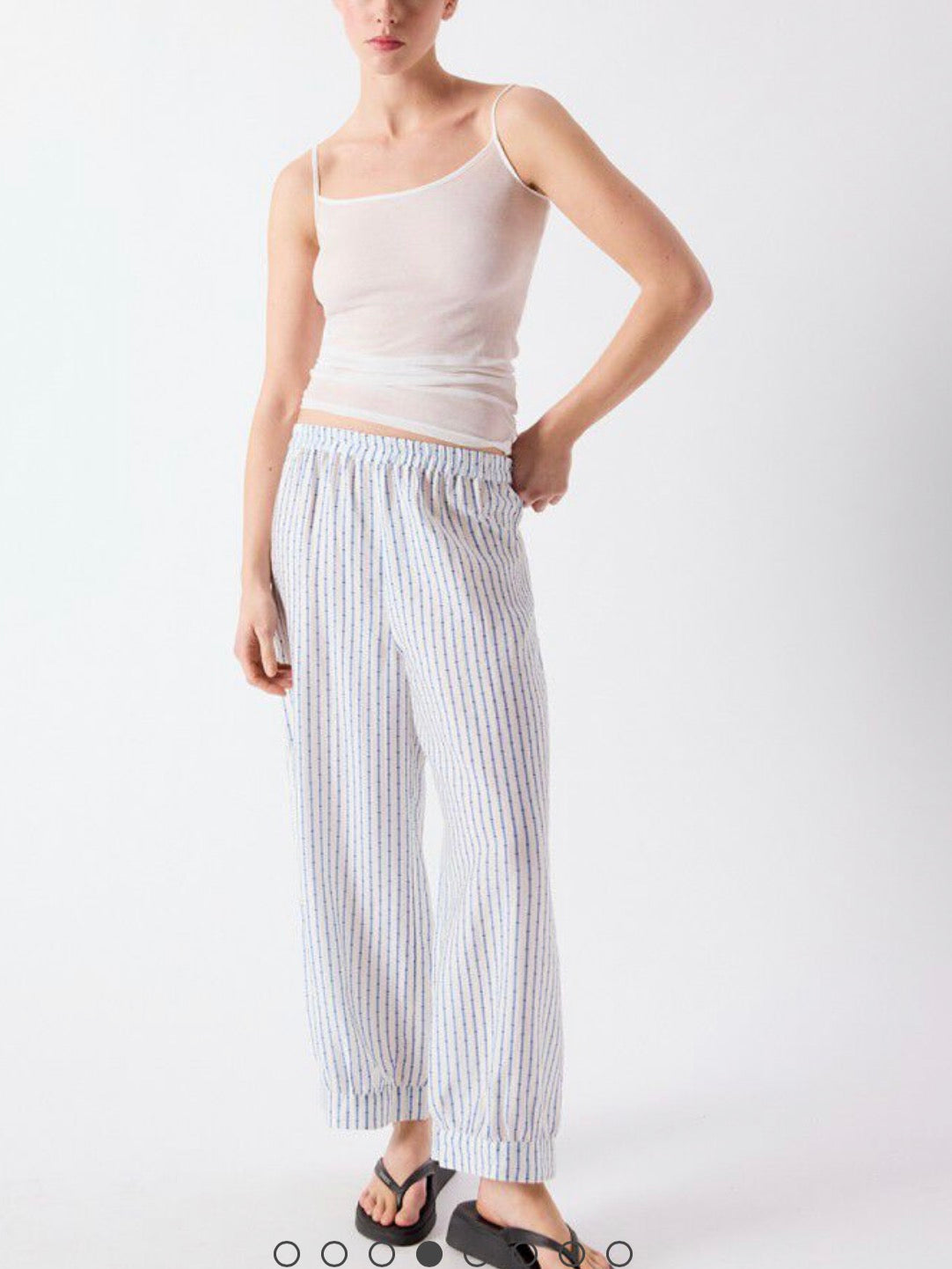 AMERICAN VINTAGE. Pantalón algodón rayas azul claro