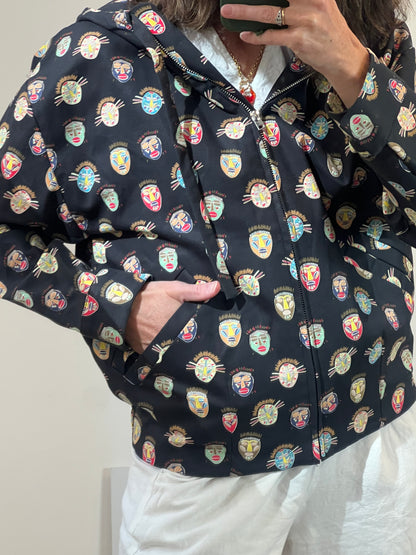 BIMBA Y LOLA. Chaqueta negra capucha caras. T S