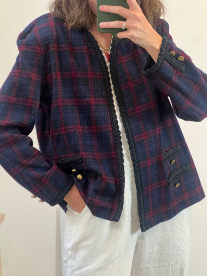 THE PETITE IDEA. Purple checked jacket, size 16