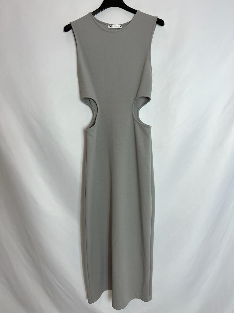 ZARA. Blue-gray midi dress with slits. TS