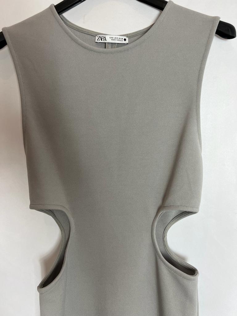 ZARA. Blue-gray midi dress with slits. TS