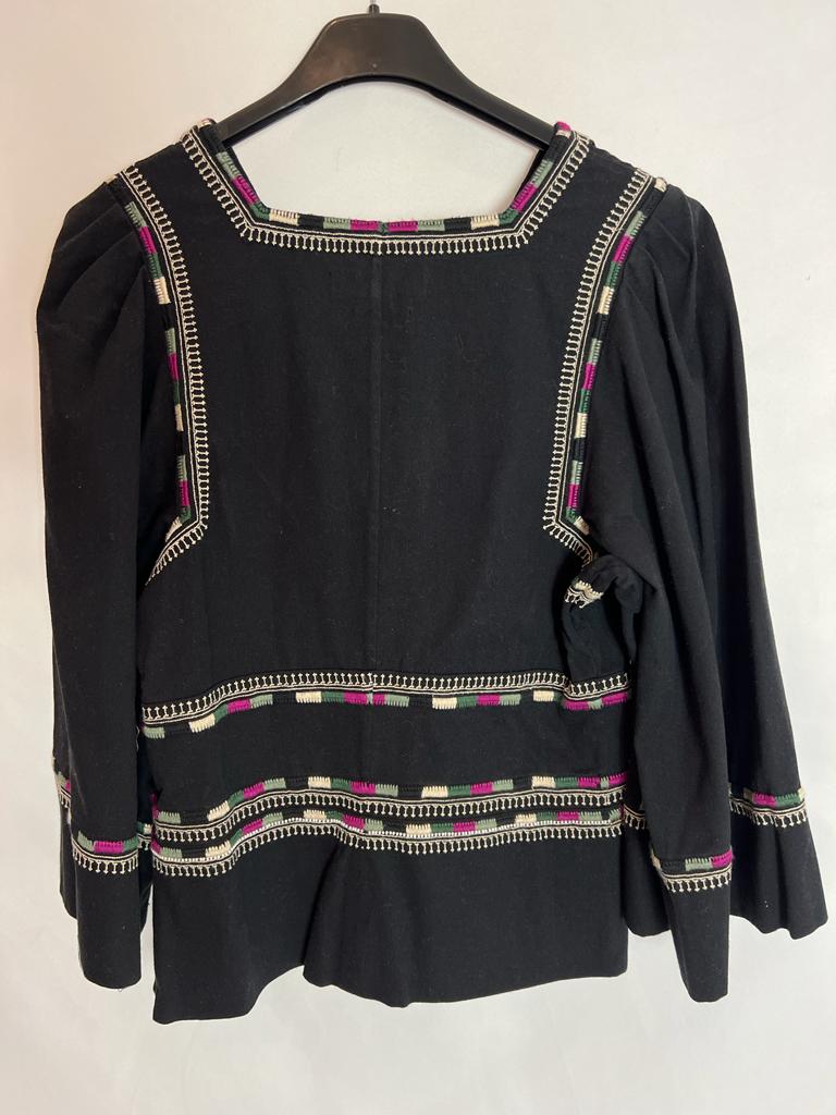 ISABEL MARANT. Black blouse with ethnic embroidery. T 36