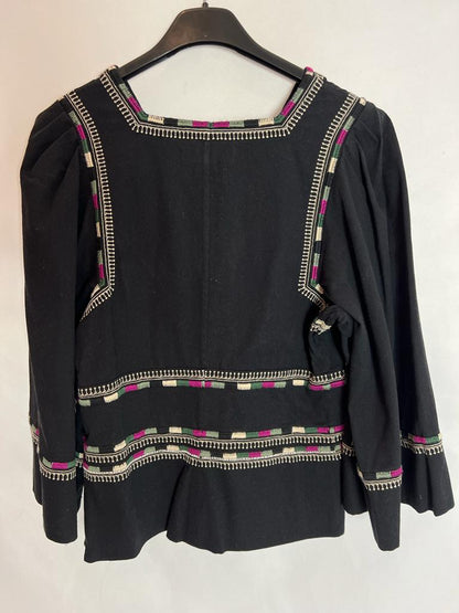 ISABEL MARANT. Black blouse with ethnic embroidery. T 36