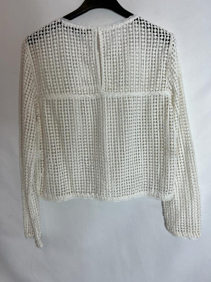 ZARA. White openwork long-sleeved top. TS