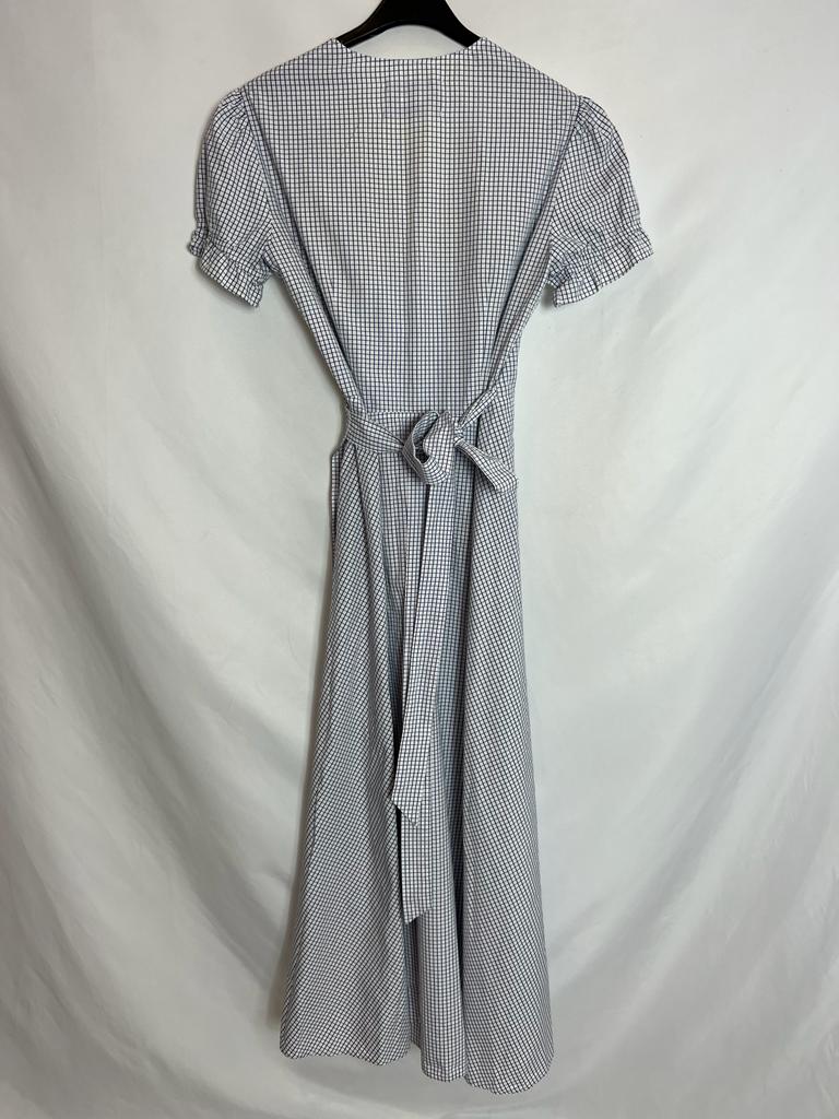 REFORMATION. Checked wrap midi dress. TS