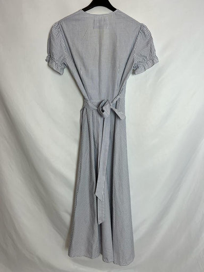 REFORMATION. Checked wrap midi dress. TS