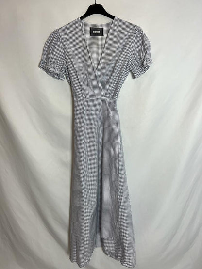 REFORMATION. Checked wrap midi dress. TS