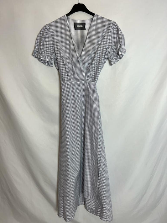 REFORMATION. Checked wrap midi dress. TS