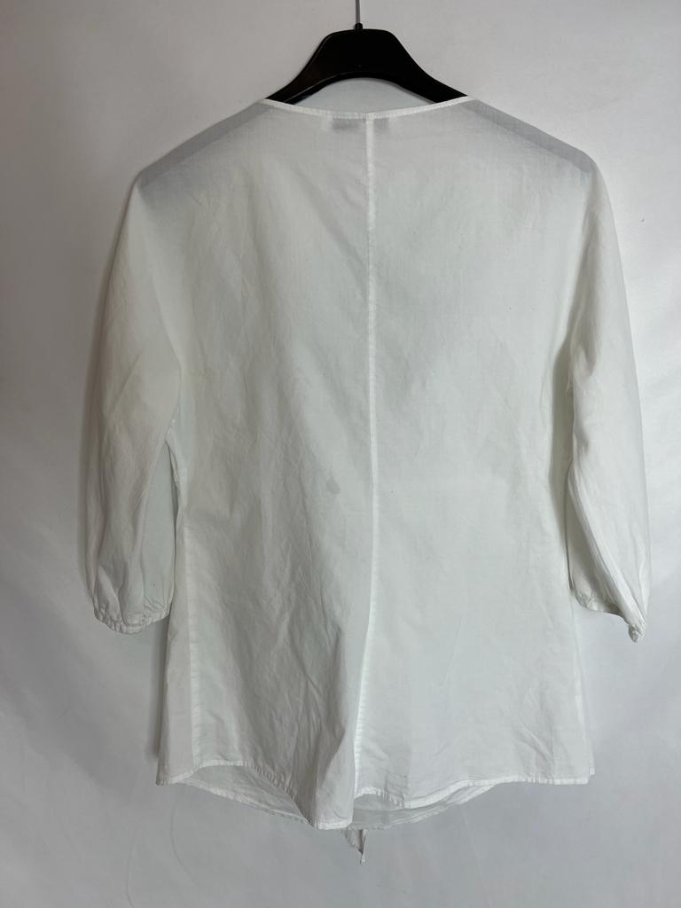 ANGEL SCHLESSER. White blouse with a bow neckline. Size 38