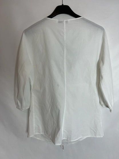 ANGEL SCHLESSER. White blouse with a bow neckline. Size 38