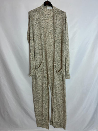 ZARA. Cárdigan largo beige jaspeado. M